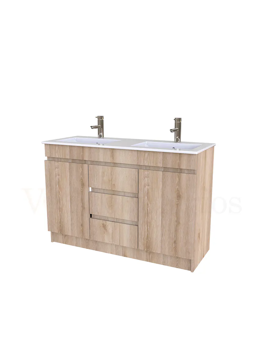 Mueble vanitorio doble al piso de 120 cm con cubierta de loza / M2-1201-D / Cava 1
