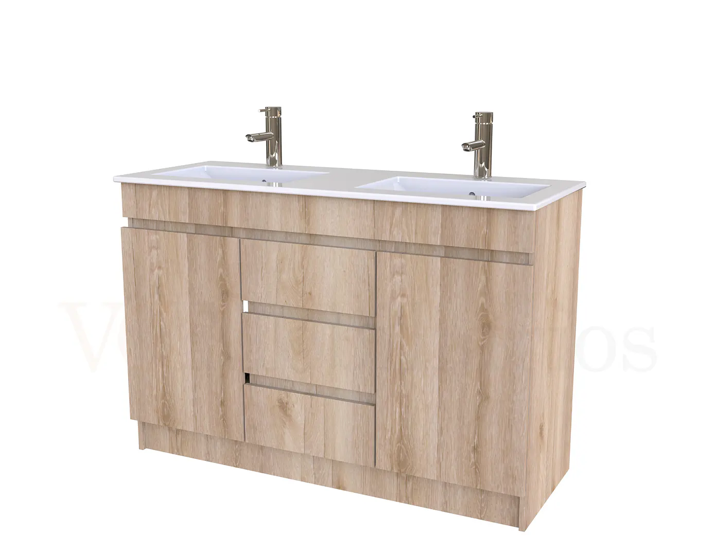 Mueble vanitorio doble al piso de 120 cm con cubierta de loza / M2-1201-D / Cava 1