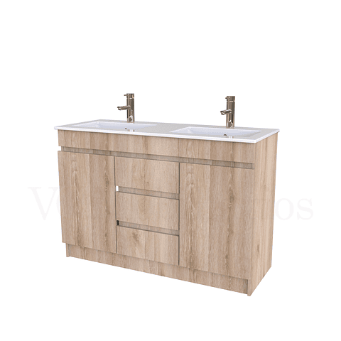 Mueble vanitorio doble al piso de 120 cm con cubierta de loza / M2-1201-D / Cava