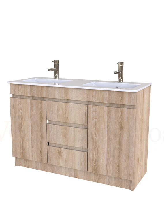 Mueble vanitorio doble al piso de 120 cm con cubierta de loza / M2-1201-D / Cava 1