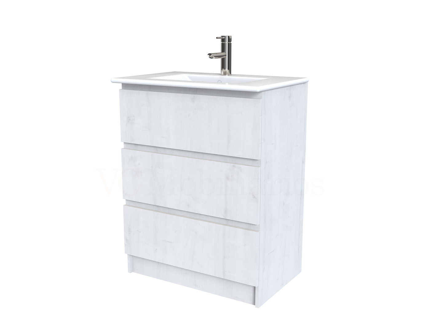 Mueble vanitorio al piso  de 60  cm con cubierta de loza M3-601  / Alaska 1