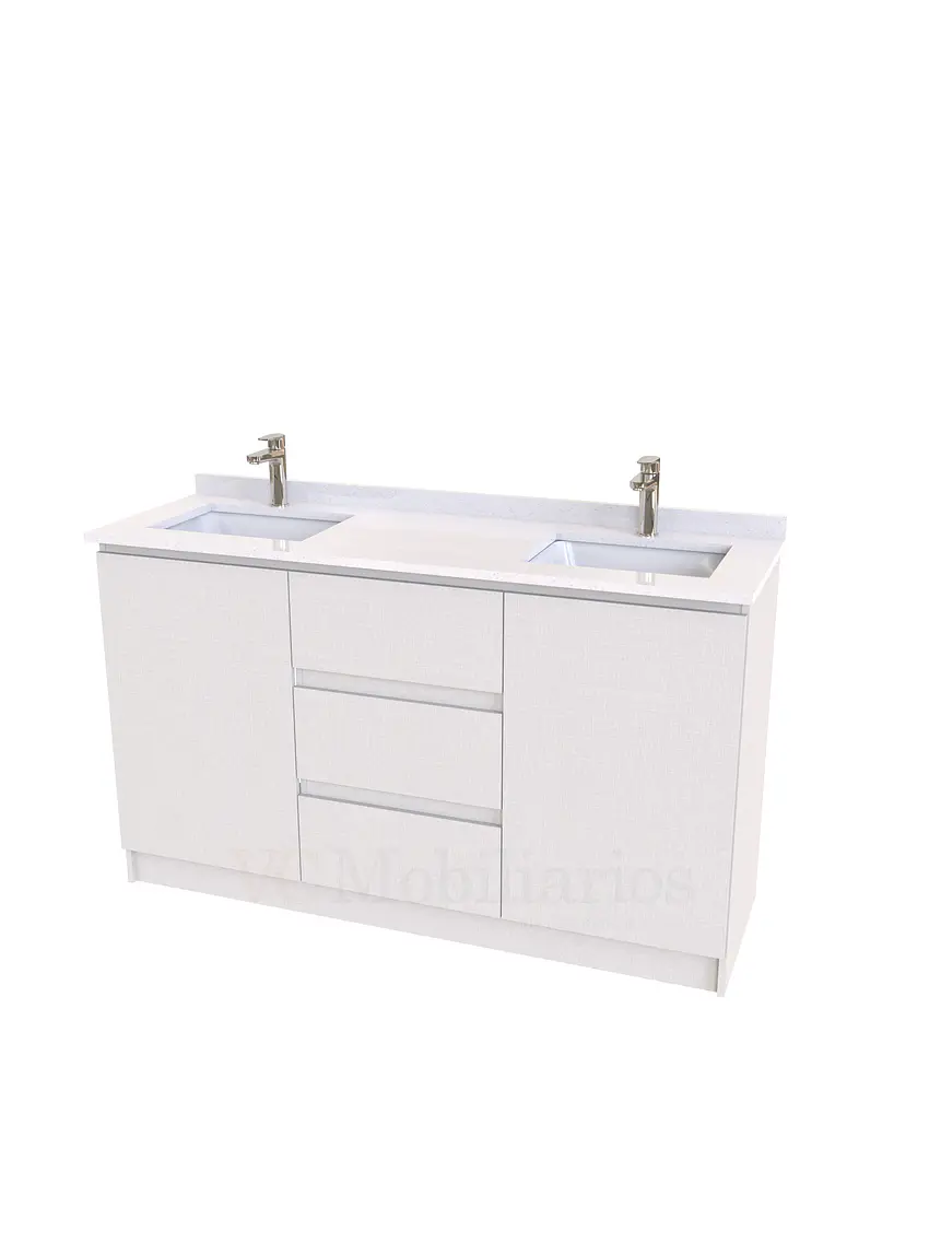 Mueble vanitorio Doble al piso con cubierta de cuarzo  de 140 cm /  M2-1434 -D / Giorno 1