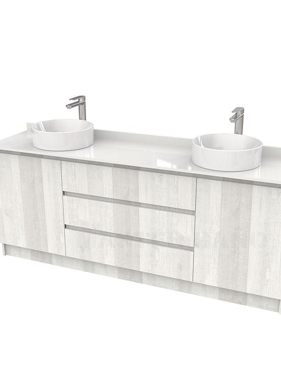 Mueble vanitorio al piso doble para lavamanos de sobreponer de 190cm /  M2-1938-DP / Legno 1