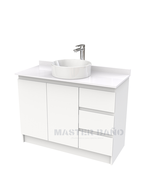 Mueble Vanitorio al piso para lavamanos sobreponer simple de 100 cm M2-1030-SPA / Blanco 1