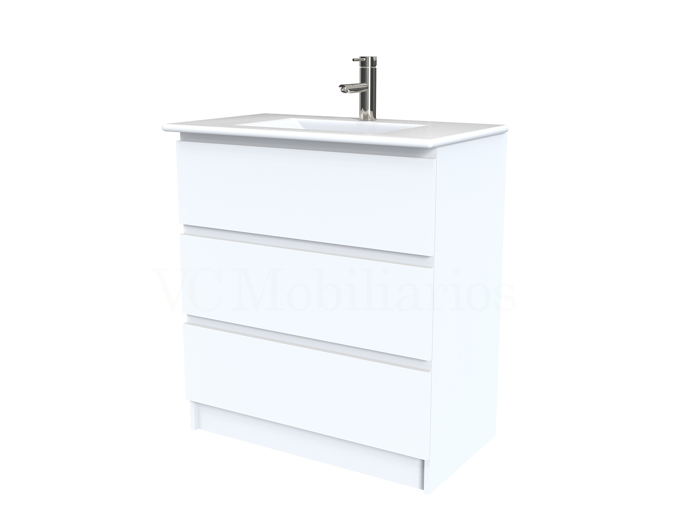 Mueble vanitorio al piso  de 90  cm con cubierta de loza M3-901  / Blanco 1