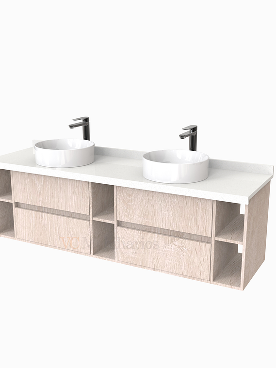 Mueble Vanitorio  para lavamanos sobreponer Doble de 170 cm M5-1730-SPA / Provenzal 1