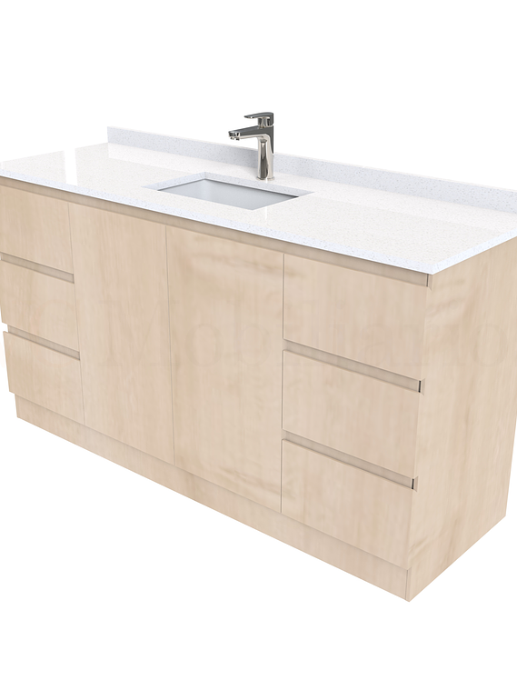 Mueble vanitorio al piso de 150 cm con cubierta de cuarzo M2-1538 / Rustico 1