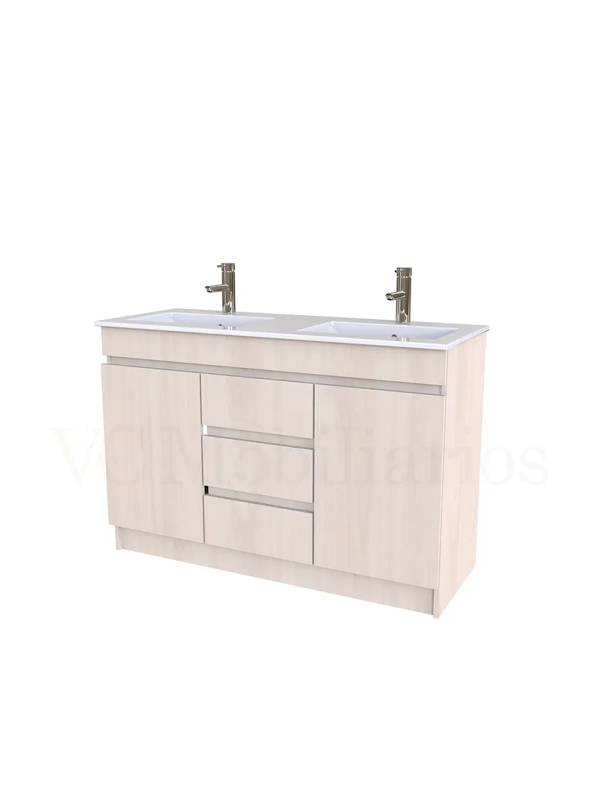 Mueble vanitorio doble al piso de 120 cm con cubierta de loza / M2-1201-D / Nougat 1