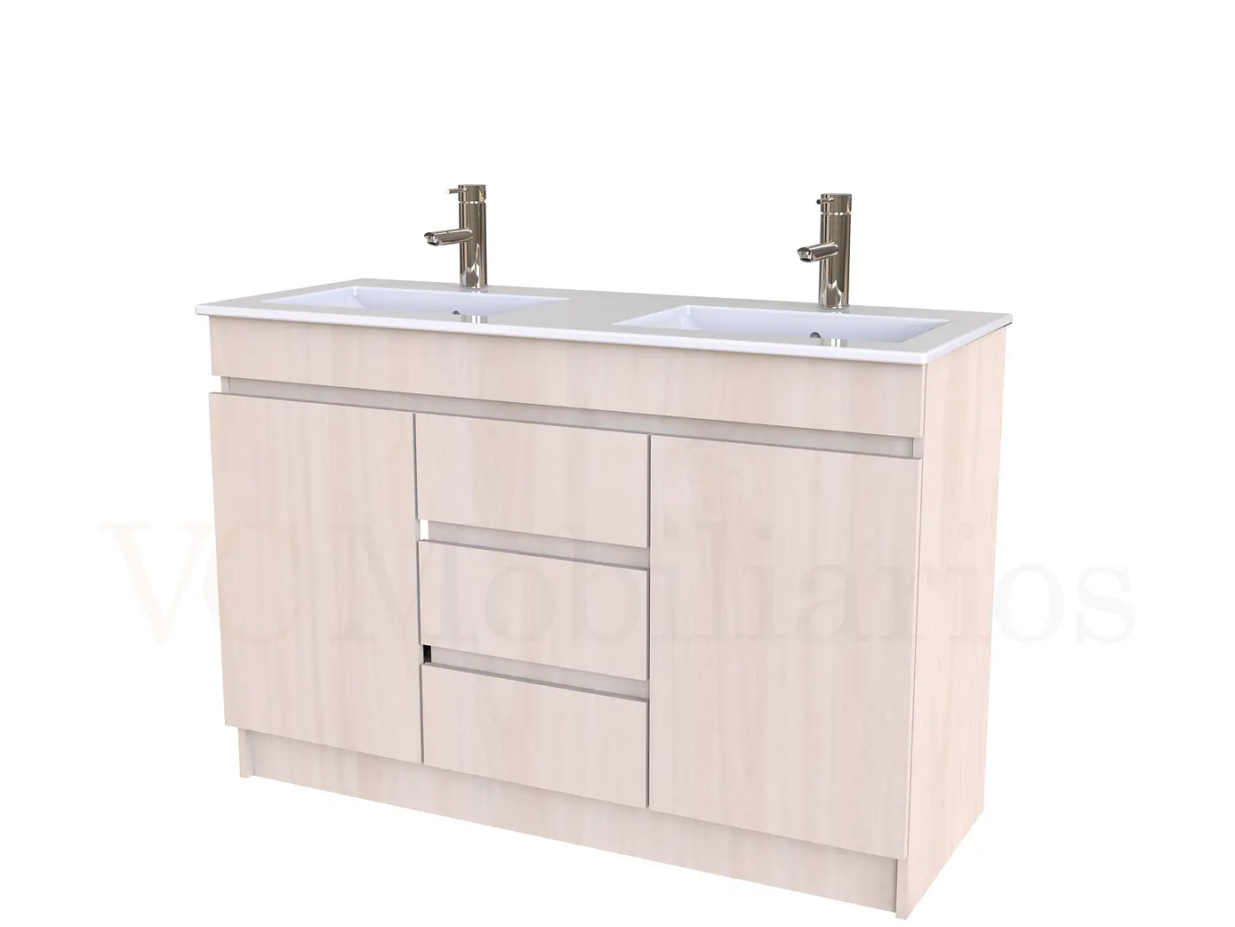 Mueble vanitorio doble al piso de 120 cm con cubierta de loza / M2-1201-D / Nougat 1