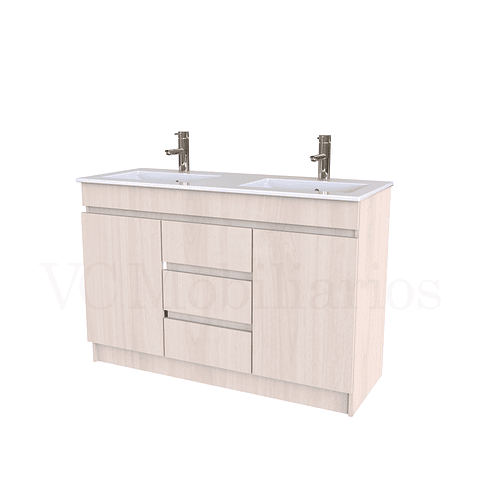 Mueble vanitorio doble al piso de 120 cm con cubierta de loza / M2-1201-D / Nougat