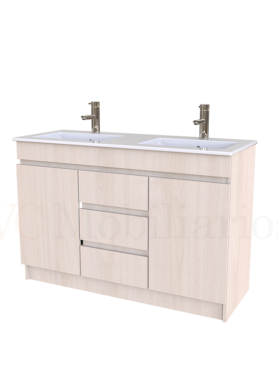 Mueble vanitorio doble al piso de 120 cm con cubierta de loza / M2-1201-D / Nougat 1