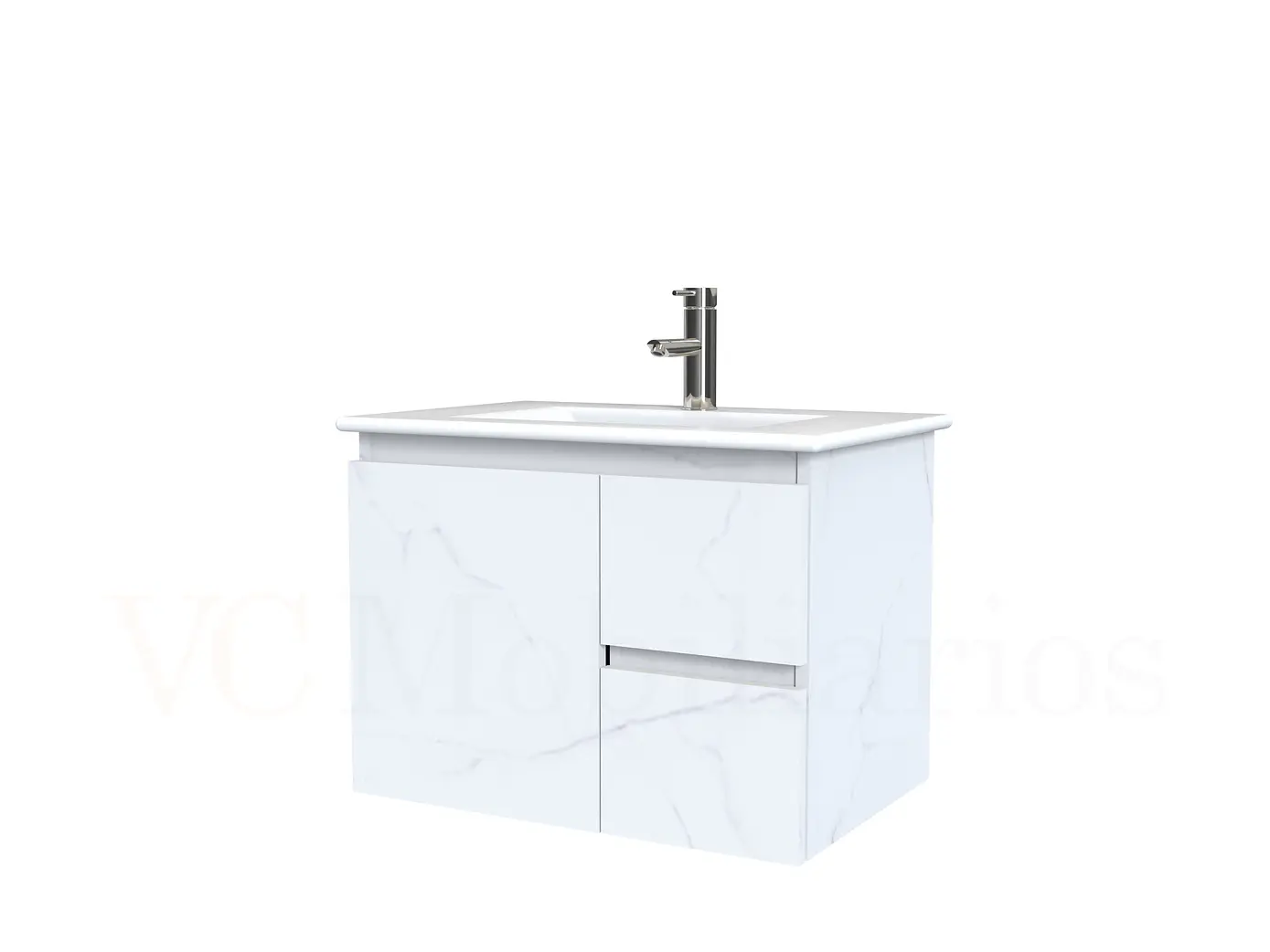 Mueble vanitorio aereo con cubierta de loza de 60 cm  /  M2-601-A / Marmara 1