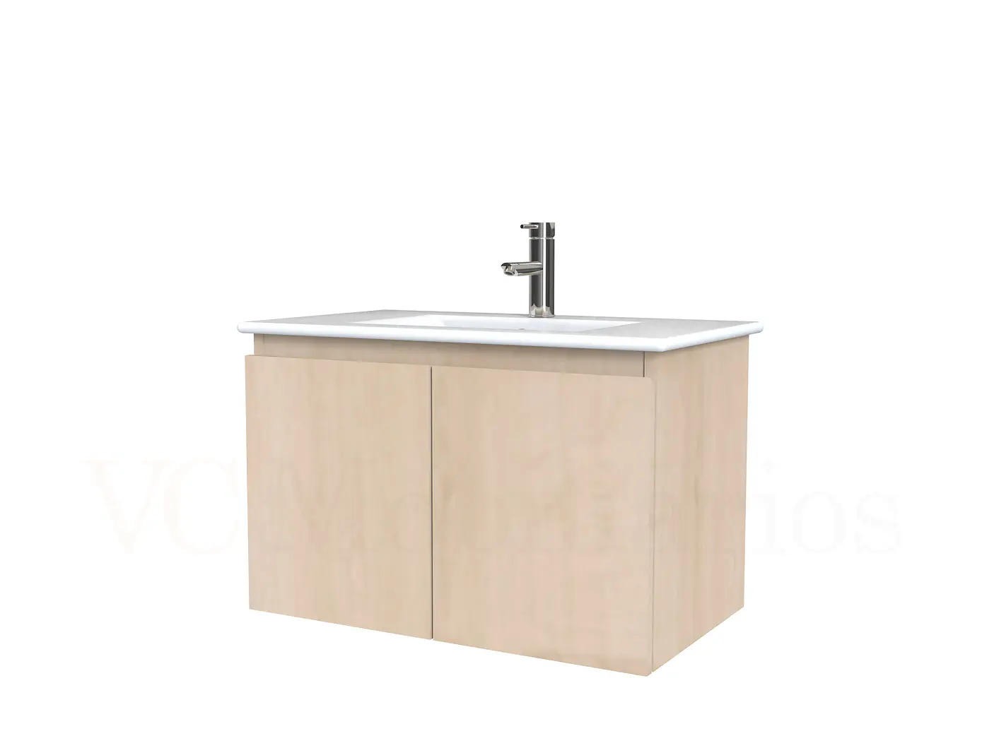 Mueble vanitorio aereo con cubierta de loza de 70 cm  /  M0-701-A / Rustico 1