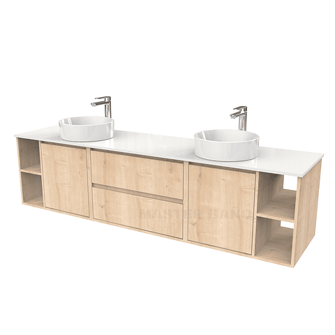 Mueble Vanitorio aereo para lavamanos sobreponer doble  de 200cm / M3-2034 -SPD / Rustico