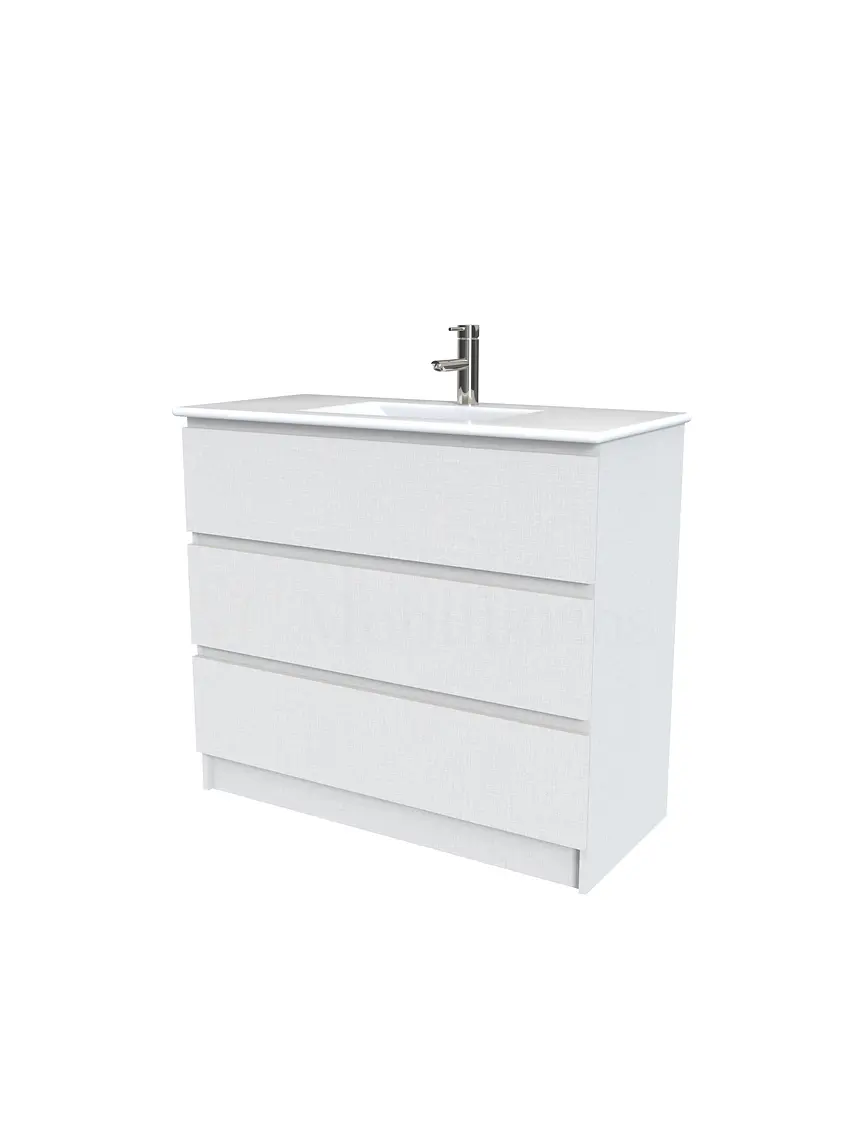 Mueble vanitorio al piso  de 100  cm con cubierta de loza M3-001  / Giorno 1