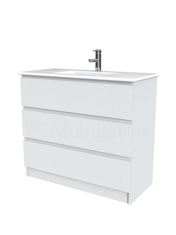 Mueble vanitorio al piso  de 100  cm con cubierta de loza M3-001  / Giorno 1