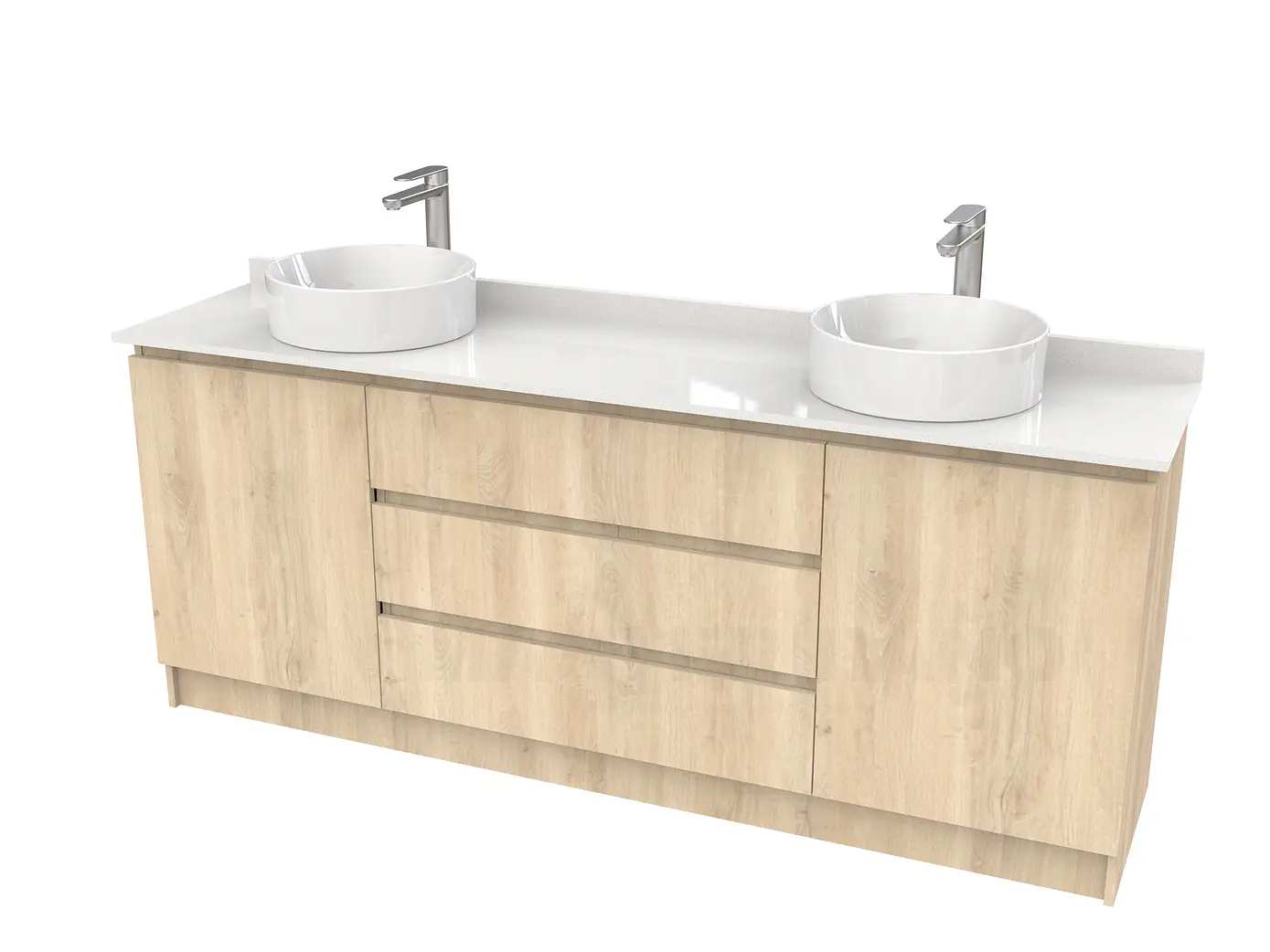 Mueble vanitorio al piso doble para lavamanos de sobreponer de 190cm /  M2-1938-DP / Jerez 1