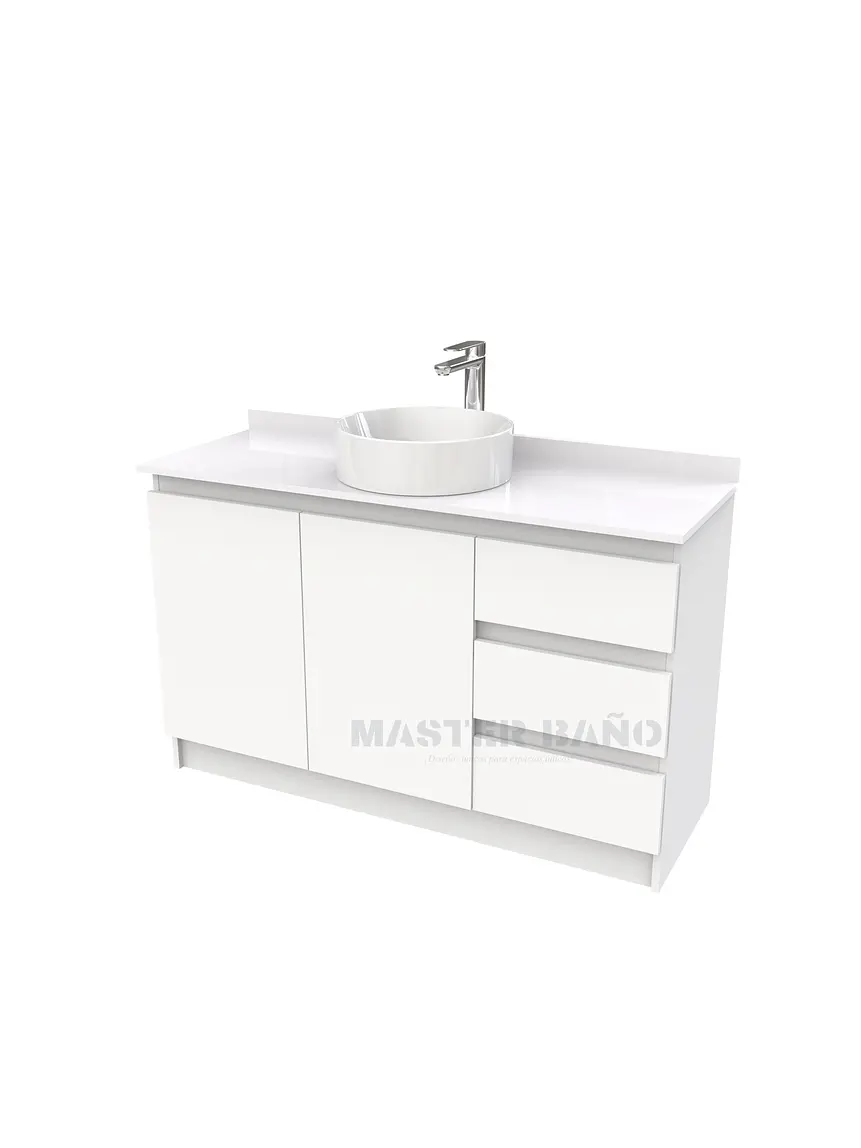 Mueble Vanitorio al piso para lavamanos sobreponer simple de 120 cm M2-1230-SPA / Blanco 1