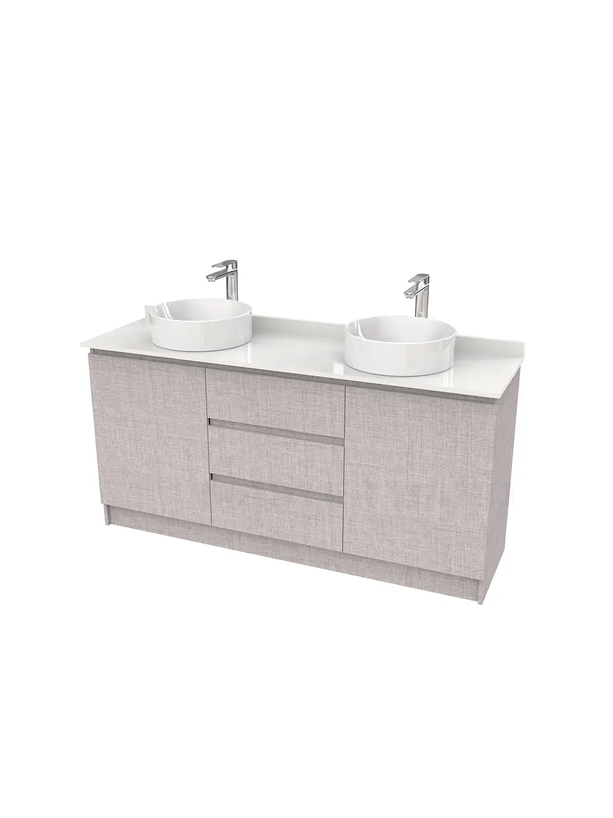 Mueble vanitorio al piso doble para lavamanos de sobreponer de 150cm /  M2-1538-DP / Notte 1