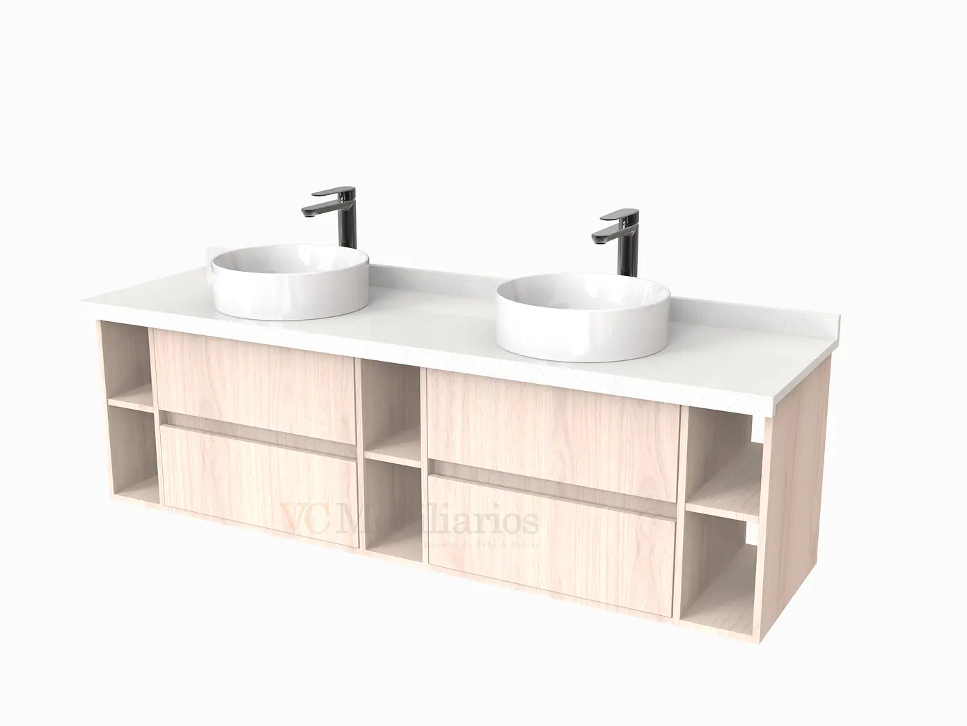 Mueble Vanitorio  para lavamanos sobreponer Doble de 170 cm M5-1730-SPA / Nougat 1