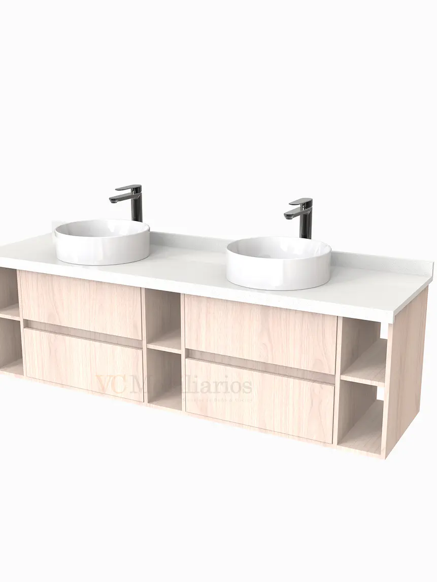 Mueble Vanitorio  para lavamanos sobreponer Doble de 170 cm M5-1730-SPA / Nougat 1