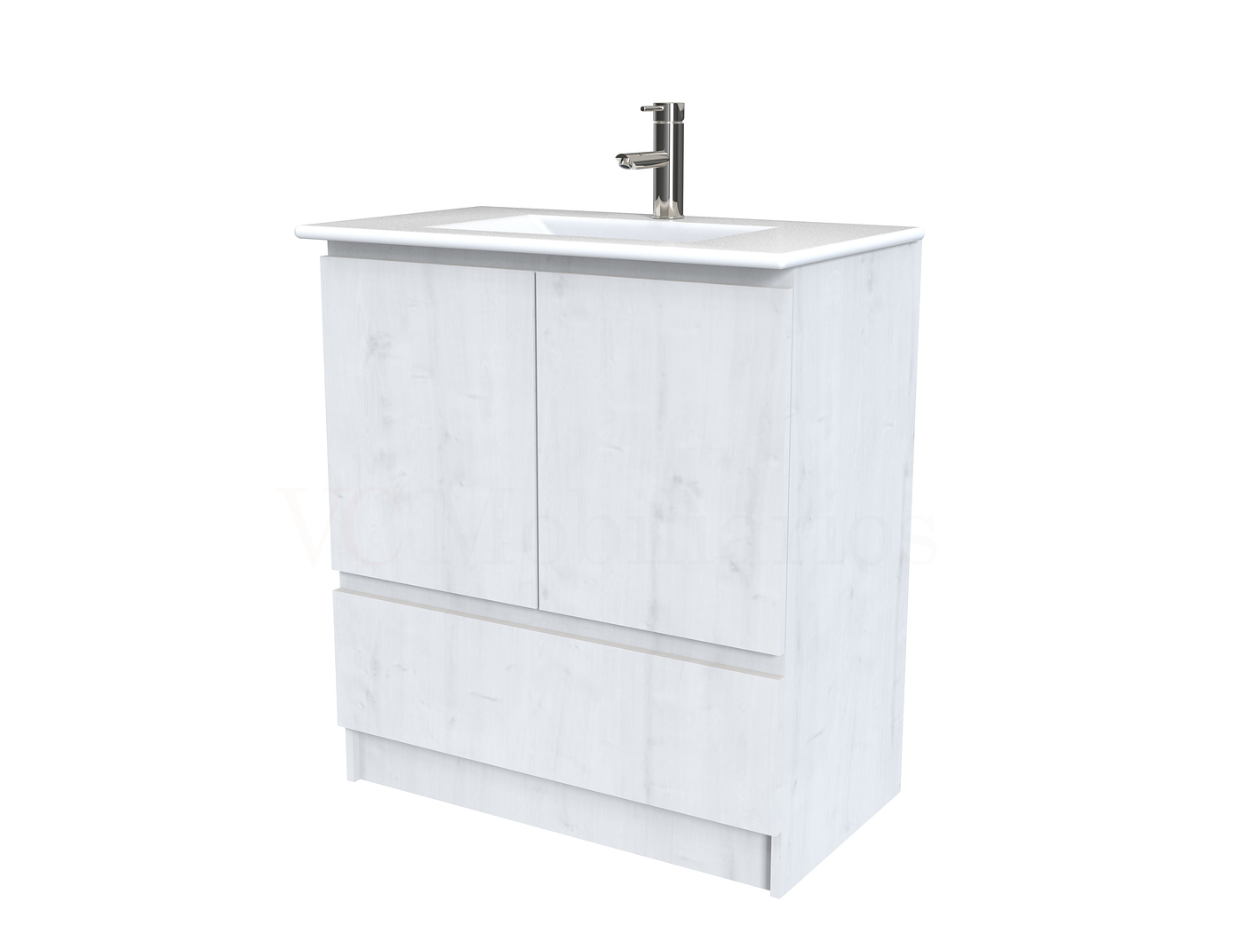 Mueble vanitorio al piso  de 80  cm con cubierta de loza M4-801  / Alaska 1