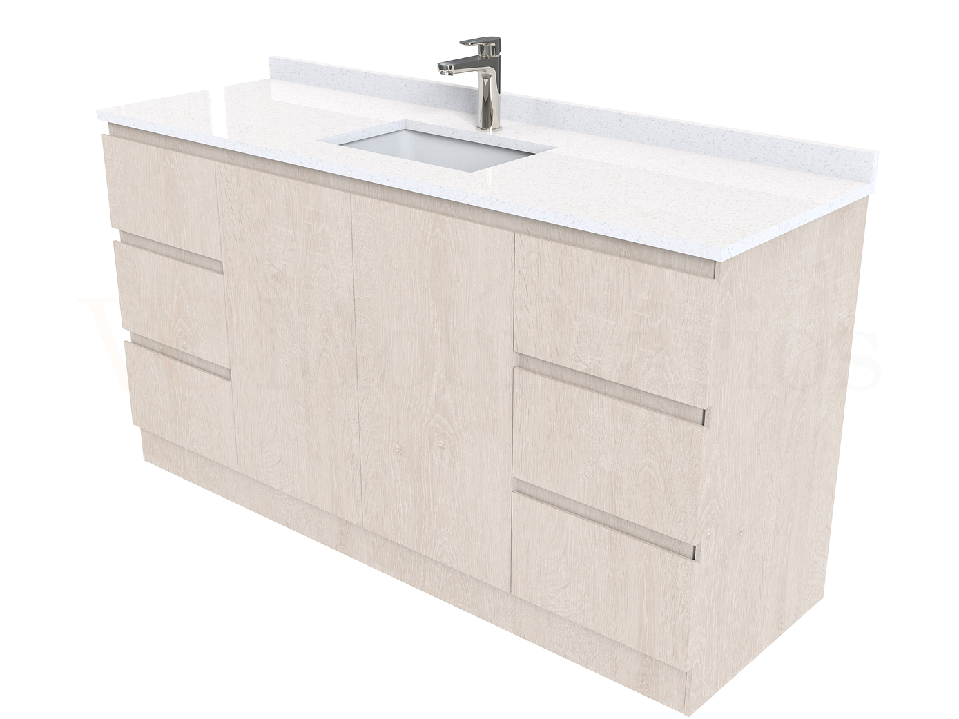 Mueble vanitorio al piso de 150 cm con cubierta de cuarzo M2-1538 / Provenzal 1