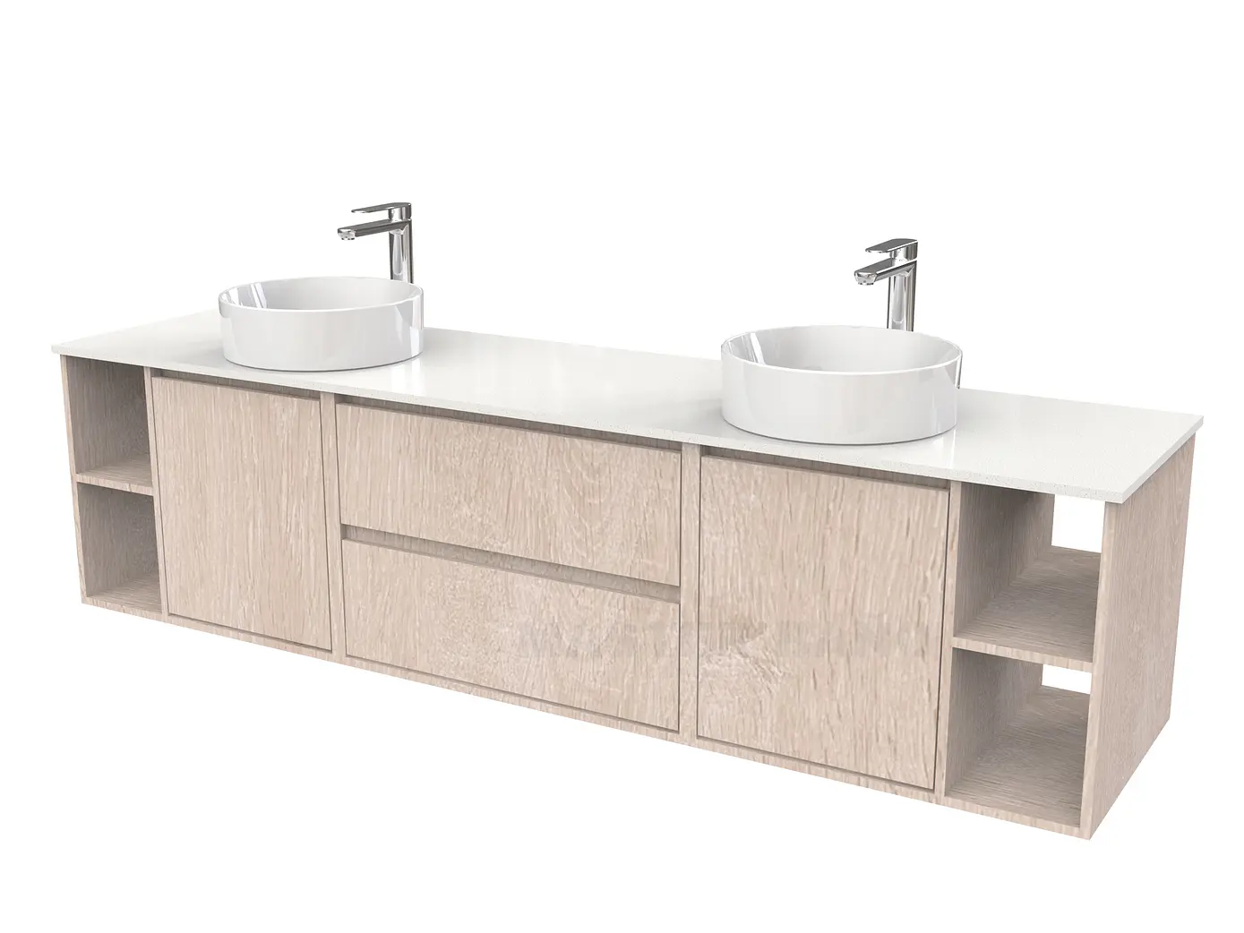 Mueble Vanitorio aereo para lavamanos sobreponer doble  de 200cm / M3-2034 -SPD / Provenzal 1