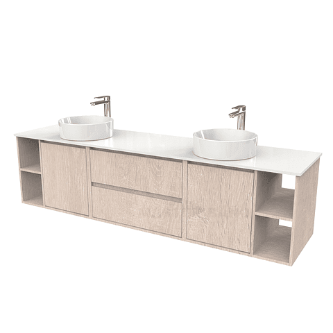 Mueble Vanitorio aereo para lavamanos sobreponer doble  de 200cm / M3-2034 -SPD / Provenzal