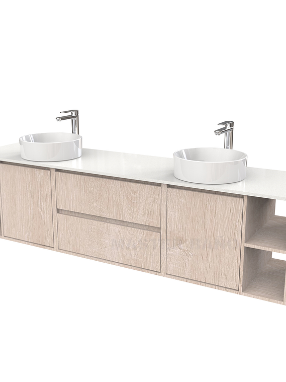 Mueble Vanitorio aereo para lavamanos sobreponer doble  de 200cm / M3-2034 -SPD / Provenzal 1