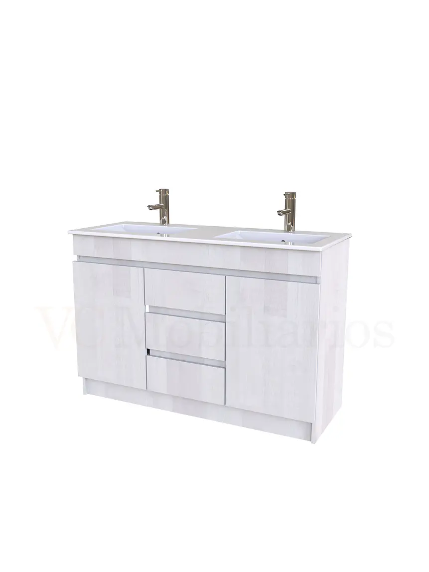 Mueble vanitorio doble al piso de 120 cm con cubierta de loza / M2-1201-D / Legno 1