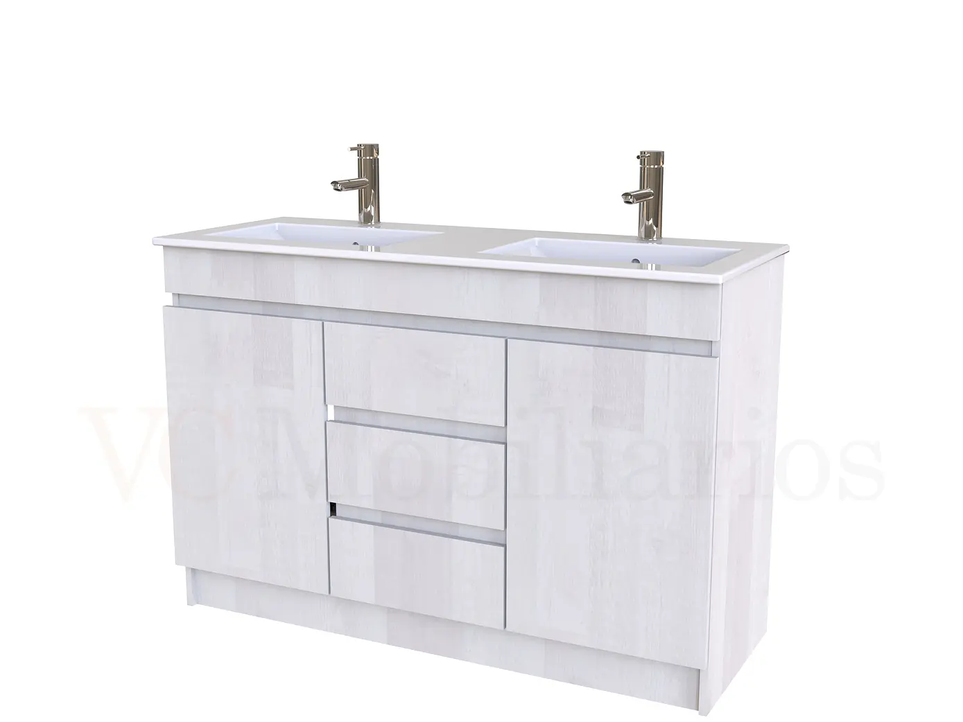 Mueble vanitorio doble al piso de 120 cm con cubierta de loza / M2-1201-D / Legno 1