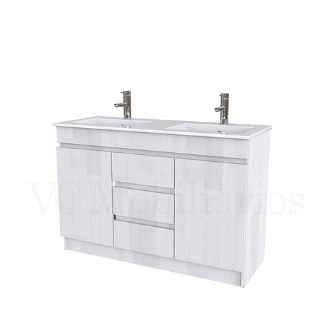 Mueble vanitorio doble al piso de 120 cm con cubierta de loza / M2-1201-D / Legno