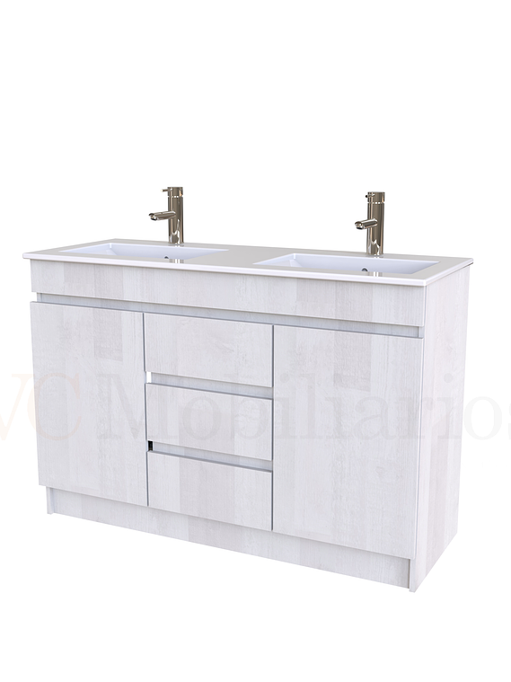 Mueble vanitorio doble al piso de 120 cm con cubierta de loza / M2-1201-D / Legno 1