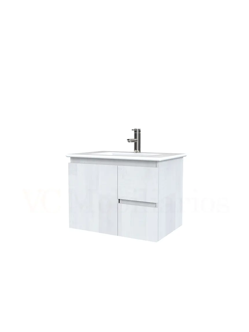 Mueble vanitorio aereo con cubierta de loza de 60 cm  /  M2-601-A / Legno 1