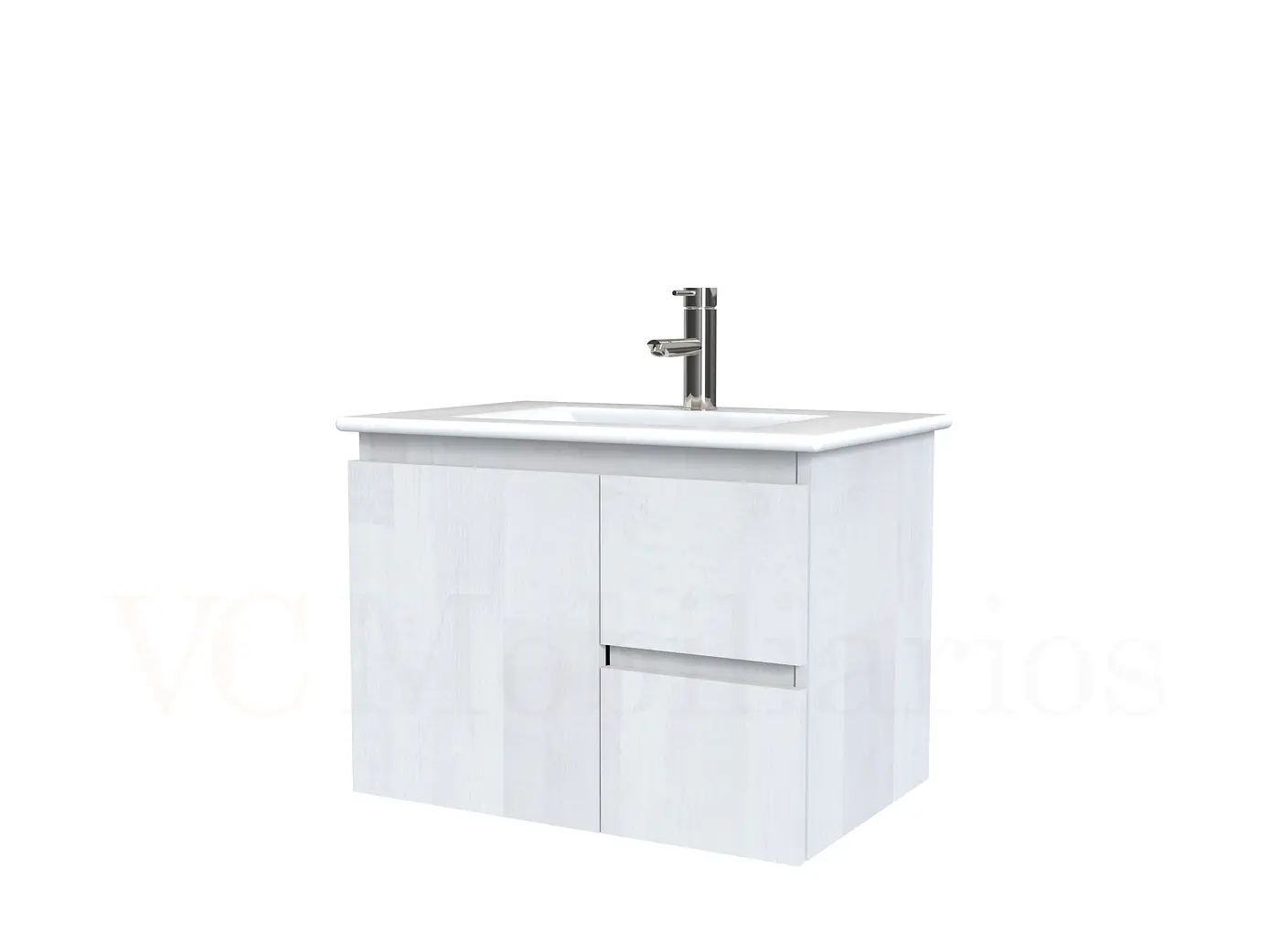 Mueble vanitorio aereo con cubierta de loza de 60 cm  /  M2-601-A / Legno 1