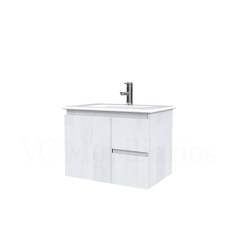 Mueble vanitorio aereo con cubierta de loza de 60 cm  /  M2-601-A / Legno