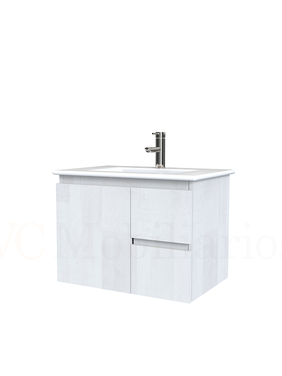 Mueble vanitorio aereo con cubierta de loza de 60 cm  /  M2-601-A / Legno 1