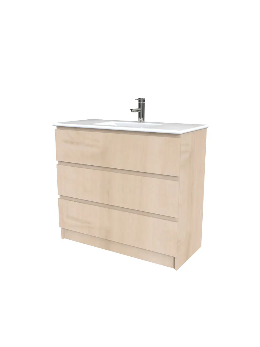 Mueble vanitorio al piso  de 100  cm con cubierta de loza M3-001  / Rustico 1