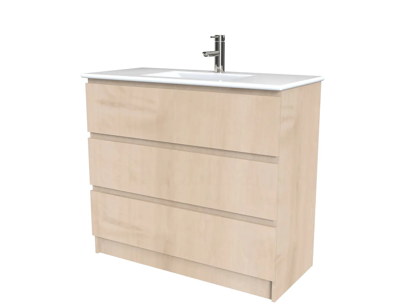 Mueble vanitorio al piso  de 100  cm con cubierta de loza M3-001  / Rustico 1