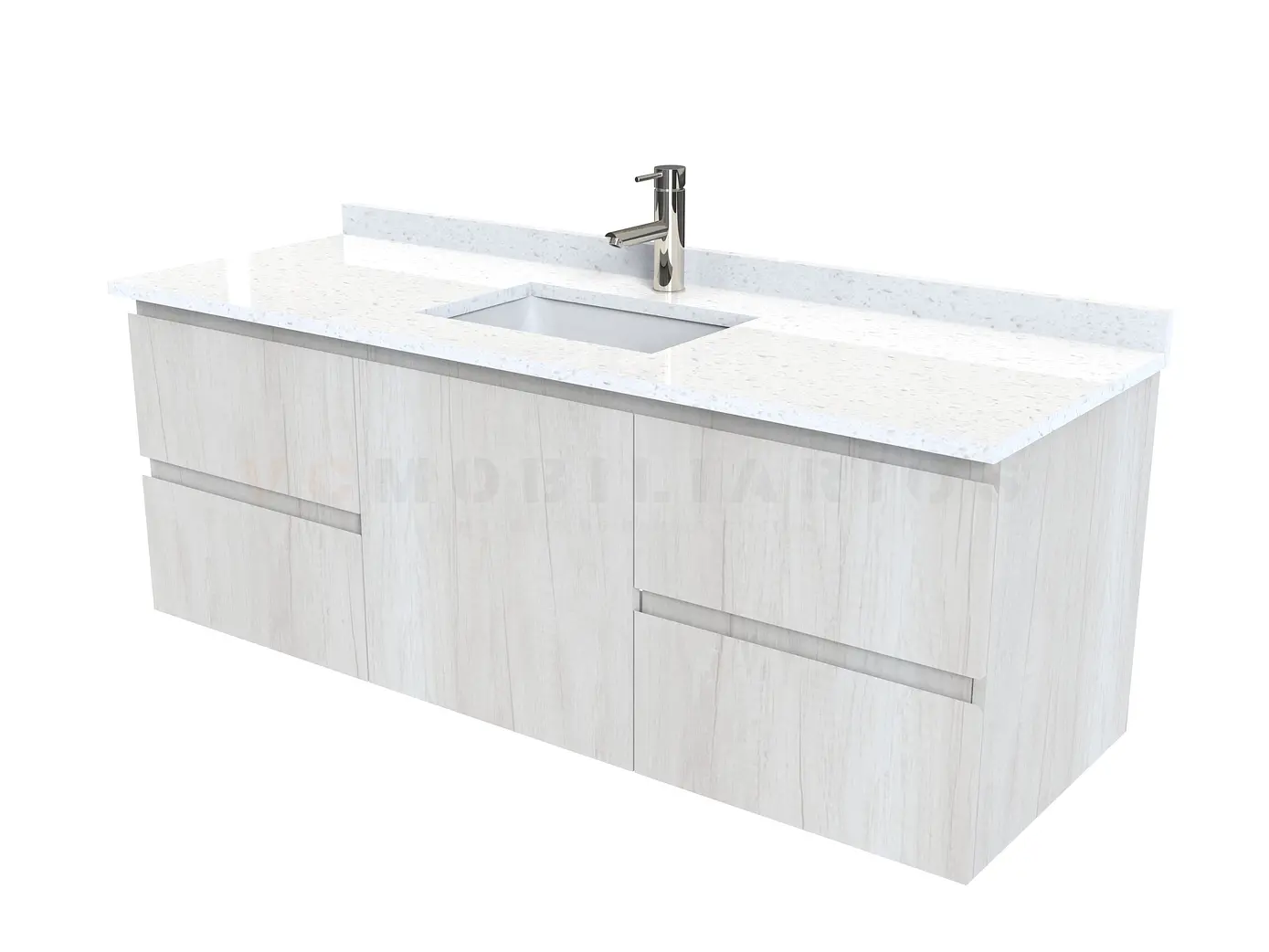 Mueble vanitorio aereo de 150 cm con cubierta de cuarzo / M2-1538-A / Toscana 1