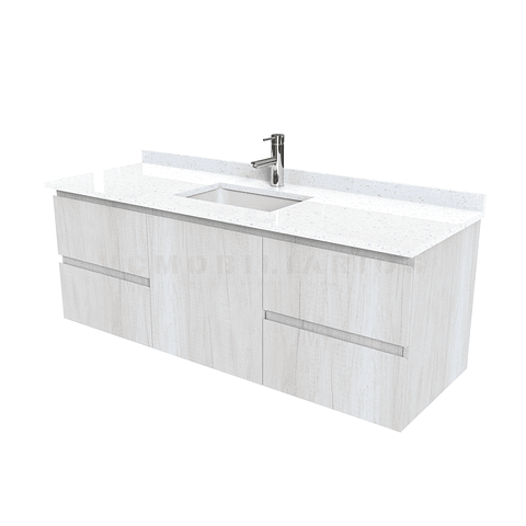 Mueble vanitorio aereo de 150 cm con cubierta de cuarzo / M2-1538-A / Toscana