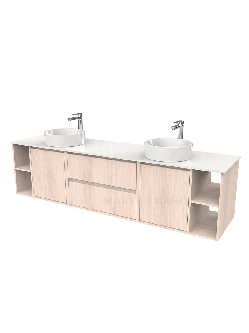 Mueble Vanitorio aereo para lavamanos sobreponer doble  de 200cm / M3-2034 -SPD /  Nougat 1