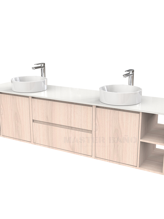 Mueble Vanitorio aereo para lavamanos sobreponer doble  de 200cm / M3-2034 -SPD /  Nougat 1