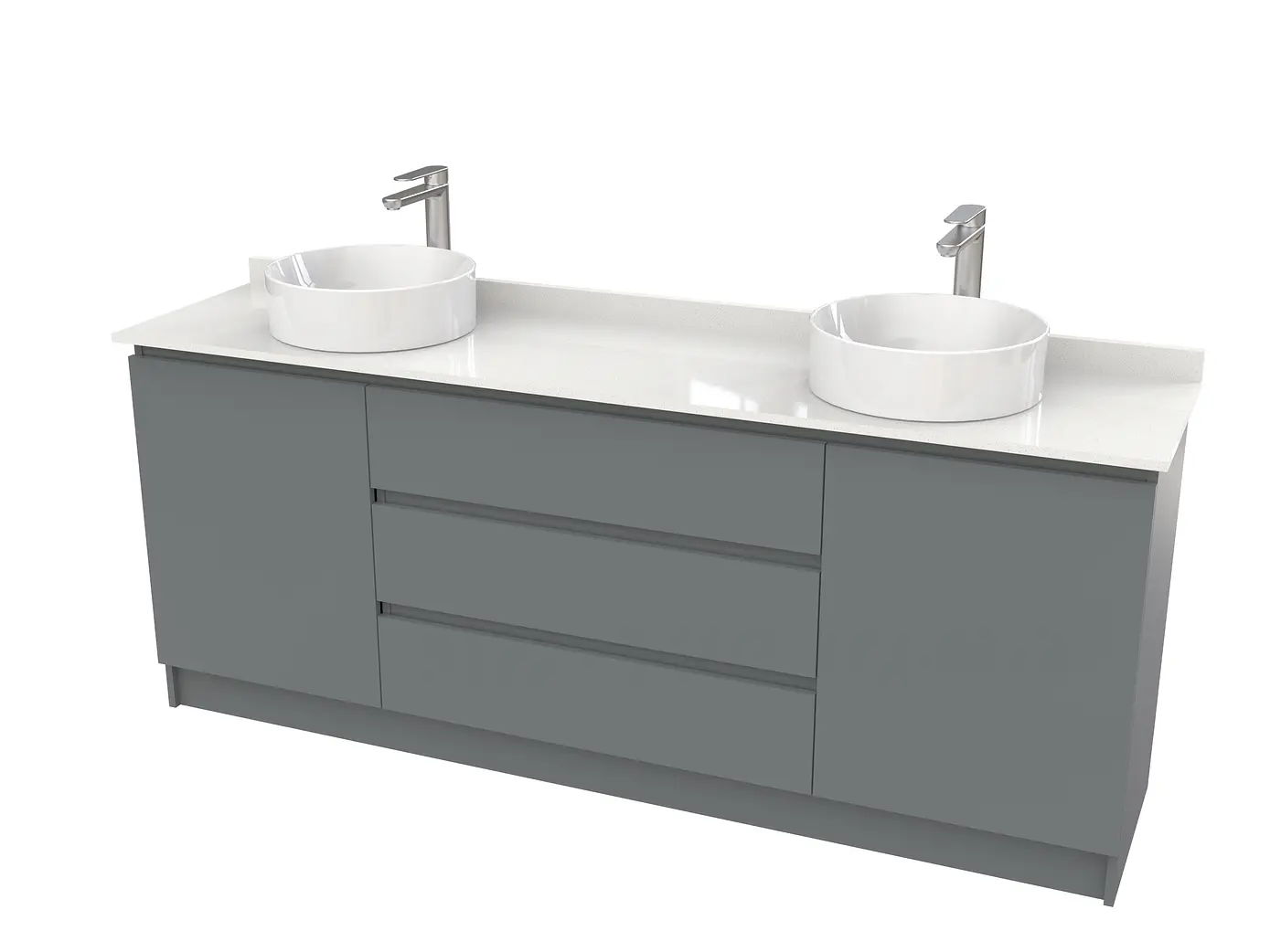 Mueble vanitorio al piso doble para lavamanos de sobreponer de 190cm /  M2-1938-DP / Grafito 1