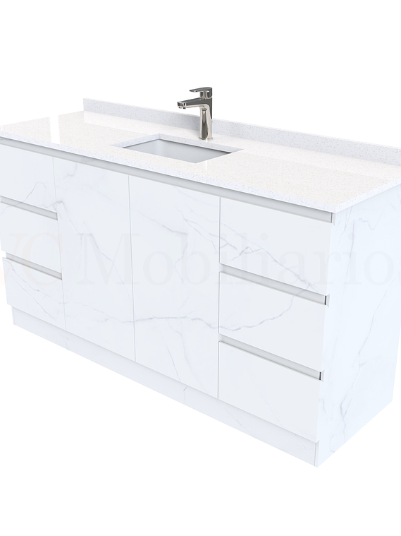 Mueble vanitorio al piso de 150 cm con cubierta de cuarzo M2-1538 / Marmara 1