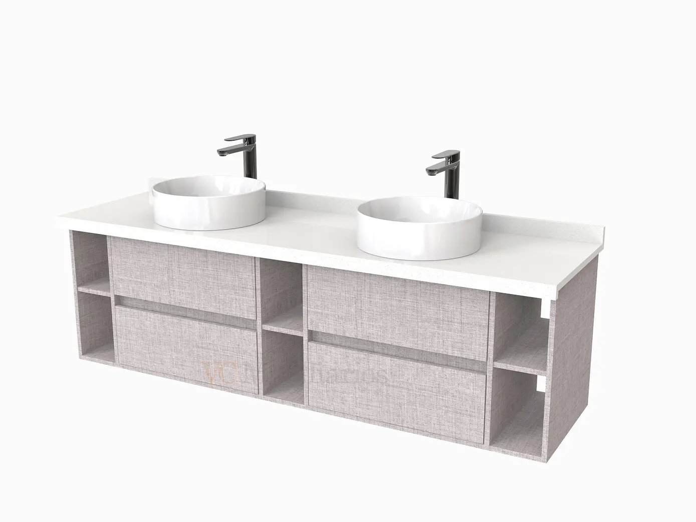 Mueble Vanitorio  para lavamanos sobreponer Doble de 170 cm M5-1730-SPA / Notte 1