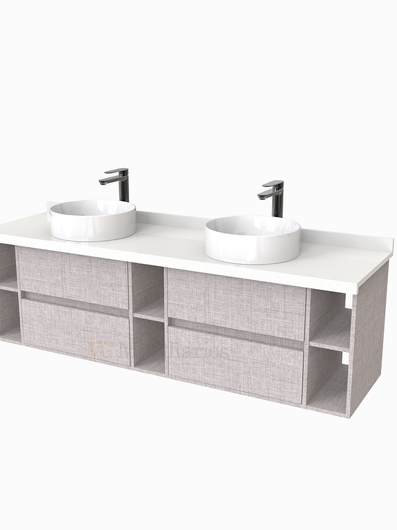 Mueble Vanitorio  para lavamanos sobreponer Doble de 170 cm M5-1730-SPA / Notte 1