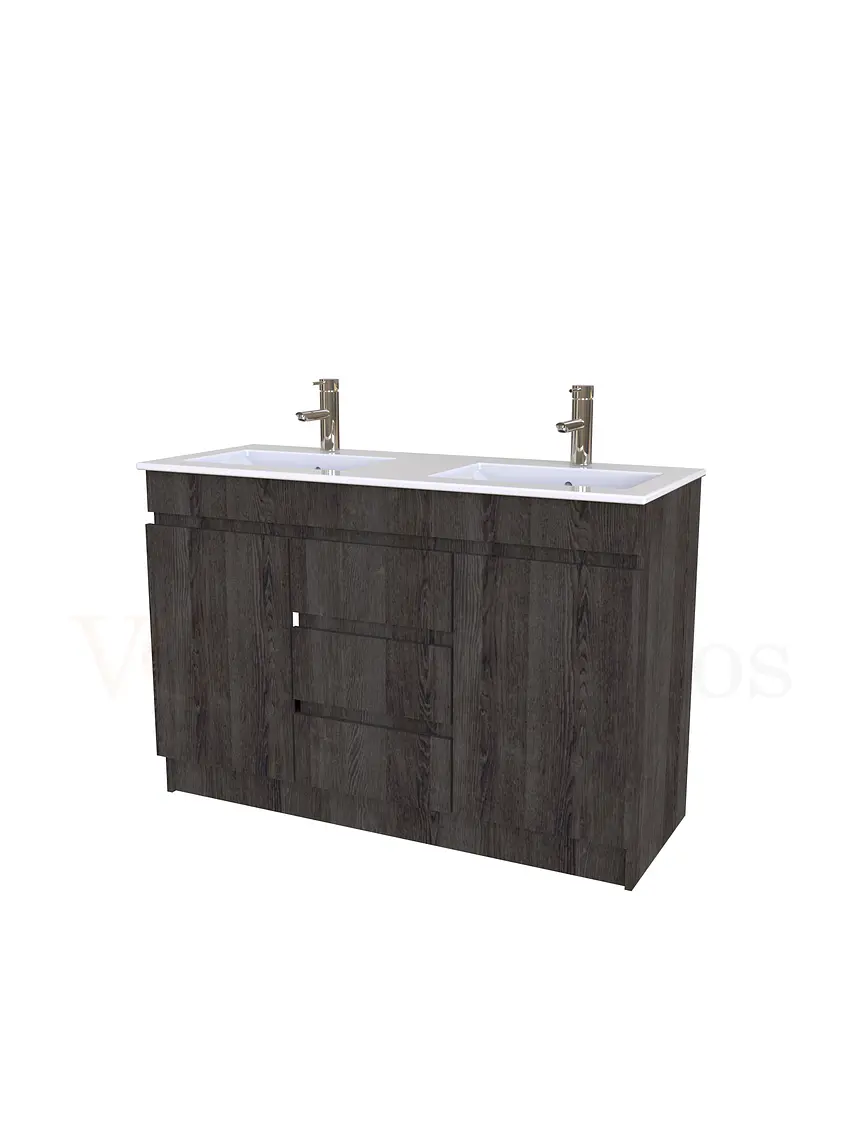 Mueble vanitorio doble al piso de 120 cm con cubierta de loza / M2-1201-D / Espresso 1