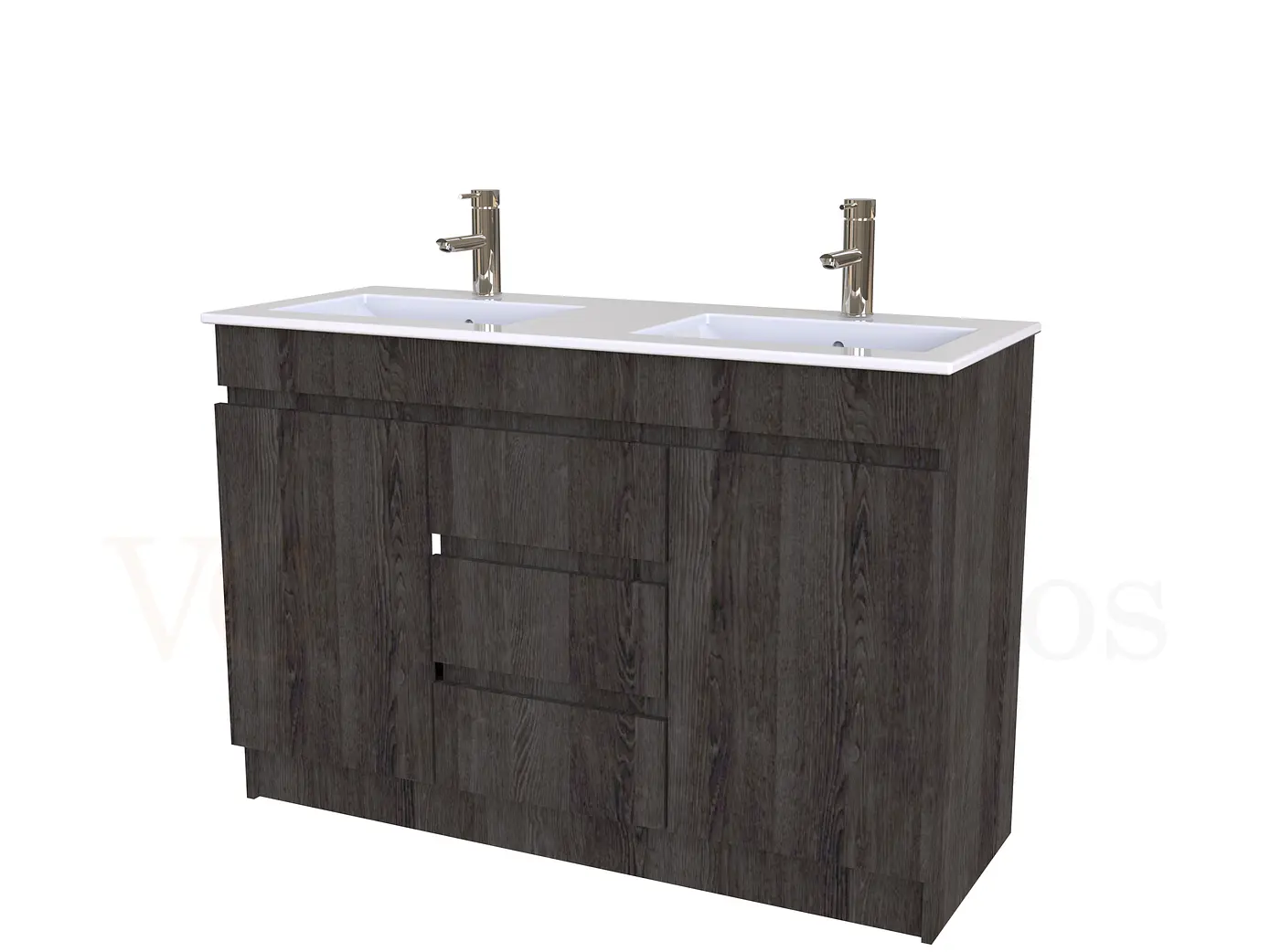 Mueble vanitorio doble al piso de 120 cm con cubierta de loza / M2-1201-D / Espresso 1